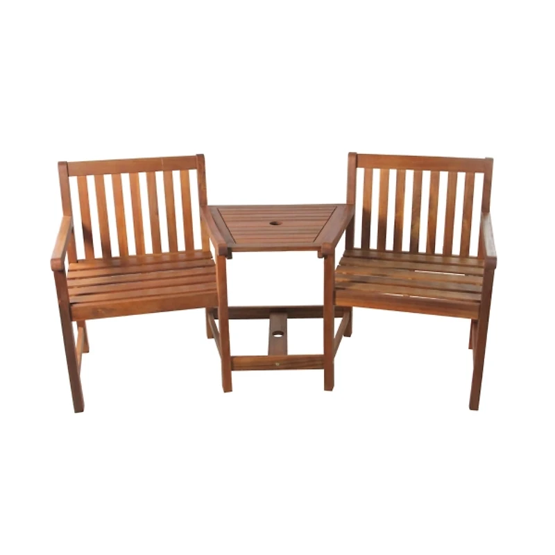 Brown Acacia Wood 3-pc. Jack and Jill Chair Set
