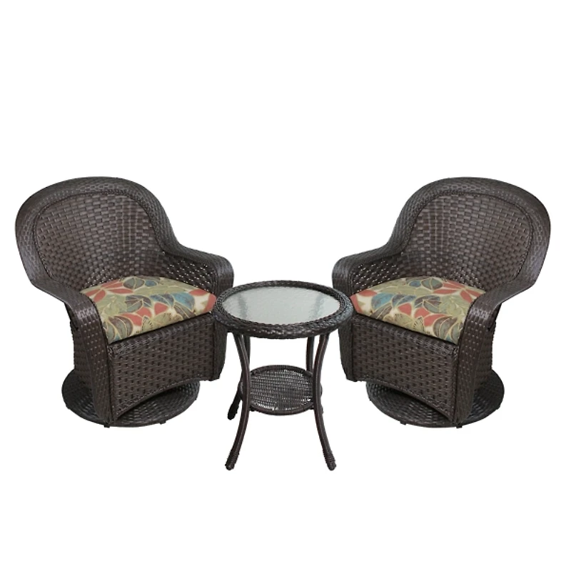 Brown Wicker Botanical Glider 3-pc. Bistro Set
