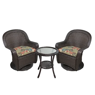 Brown Wicker Botanical Glider 3-pc. Bistro Set