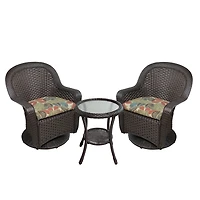 Brown Wicker Botanical Glider 3-pc. Bistro Set