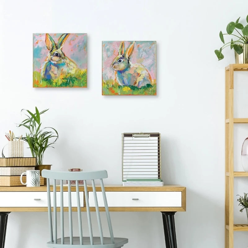 Rainbow Bunny 2-pc. Easter Canvas Wall Art Set
