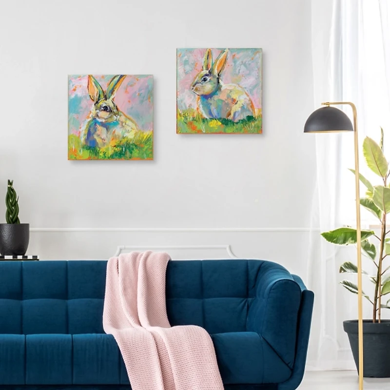 Rainbow Bunny 2-pc. Easter Canvas Wall Art Set