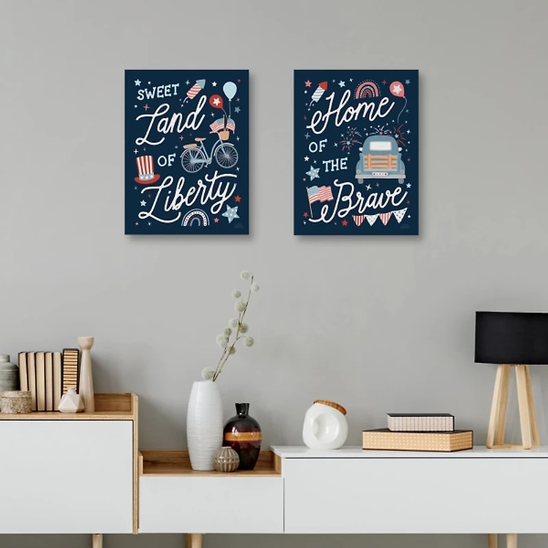 Liberty & Brave Canvas Wall Plaques, Set of 2