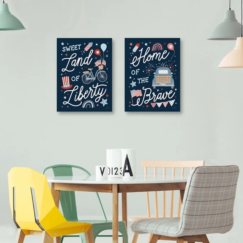 Liberty & Brave Canvas Wall Plaques, Set of 2