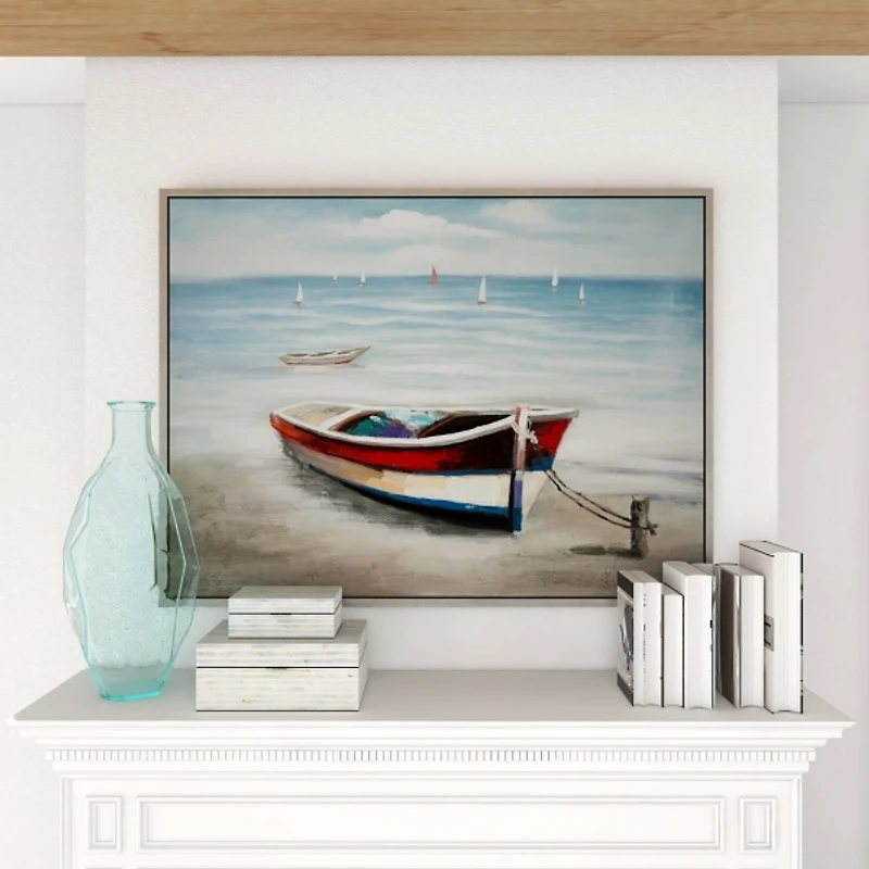 Resting Rowboat Framed Canvas Art Print