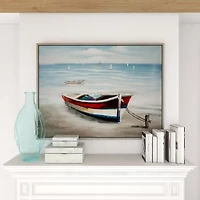 Resting Rowboat Framed Canvas Art Print