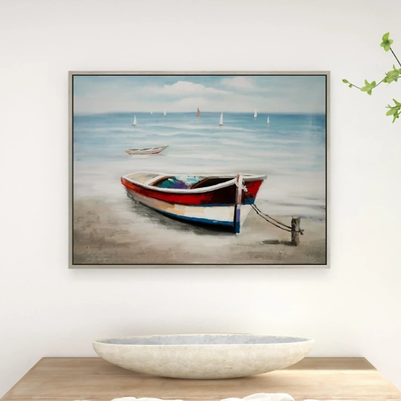 Resting Rowboat Framed Canvas Art Print