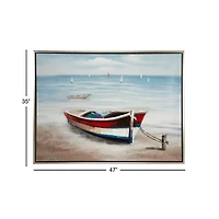 Resting Rowboat Framed Canvas Art Print