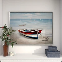 Resting Rowboat Framed Canvas Art Print