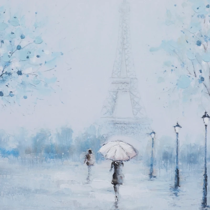 Rainy Paris Blues Transitional Framed Wall Art