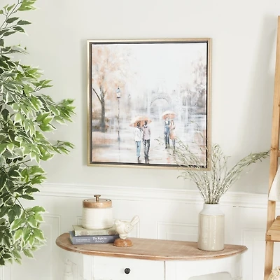 Romantic Rainy Paris Transitional Framed Wall Art