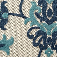 Lyla Blue Floral Damask Indoor/Outdoor Rug, 5x8