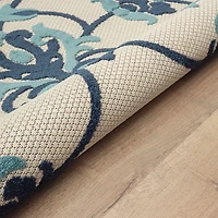 Lyla Blue Floral Damask Indoor/Outdoor Rug, 5x8