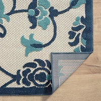 Lyla Blue Floral Damask Indoor/Outdoor Rug, 5x8