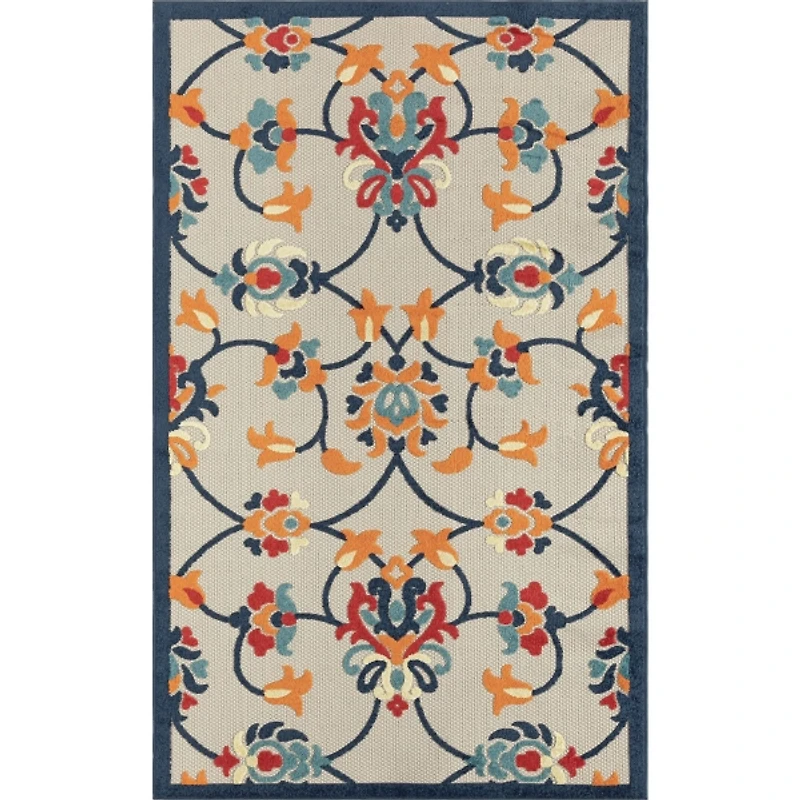 Lyla Multi Floral Damask Indoor/Outdoor Rug, 5x8