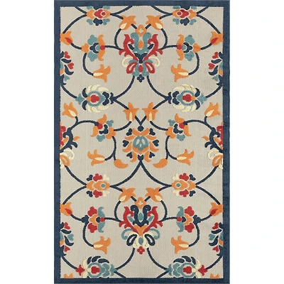 Lyla Multi Floral Damask Indoor/Outdoor Rug, 5x8