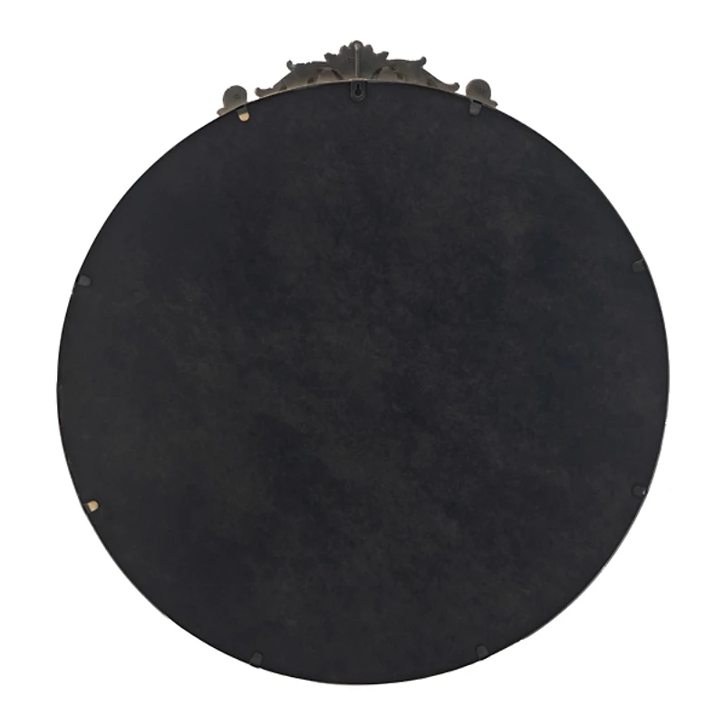 Round Antique Gold Floral Scroll Mirror