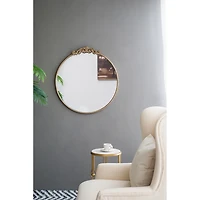 Round Antique Gold Floral Scroll Mirror