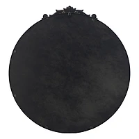 Round Antique Black Floral Scroll Mirror, 32 in.