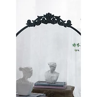 Round Antique Black Floral Scroll Mirror, 32 in.