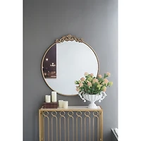 Round Antique Gold Floral Scroll Mirror, 39 in.