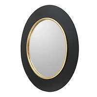 Drew II Black and Gold Round LED Mirror