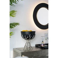 Drew II Black and Gold Round LED Mirror