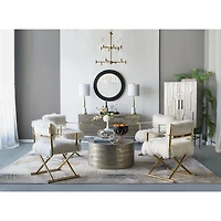 Drew II Black and Gold Round LED Mirror