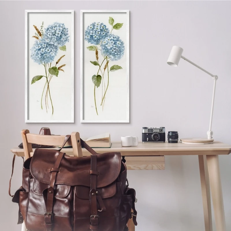 Blue Hydrangea Giclee Canvas Art Prints, Set of 2