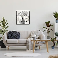 Black and Cream Abstract Floral Canvas Art Print