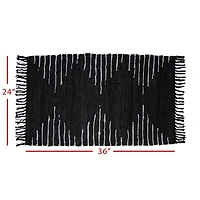 Black Artisanal Leather Diamond Scatter Rug