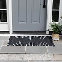 Black Artisanal Leather Diamond Scatter Rug