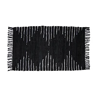 Black Artisanal Leather Diamond Scatter Rug