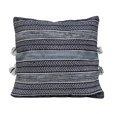 Blue Chevron Woven Outdoor Pillow