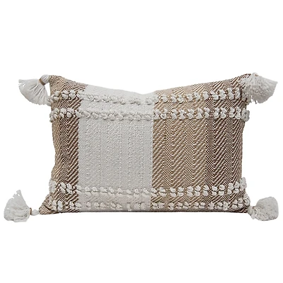 Neutral Colorblock Outdoor Lumbar Pillow