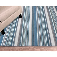 Blue Dhurri Stripe Indoor/Outdoor Area Rug, 7x9