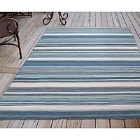 Blue Dhurri Stripe Indoor/Outdoor Area Rug, 7x9