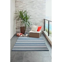 Blue Dhurri Stripe Indoor/Outdoor Area Rug, 7x9