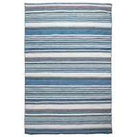 Blue Dhurri Stripe Indoor/Outdoor Area Rug, 7x9