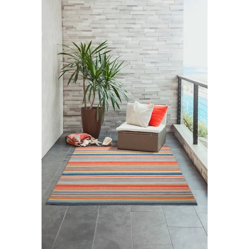 Multi Dhurri Stripe Indoor/Outdoor Area Rug, 5x7