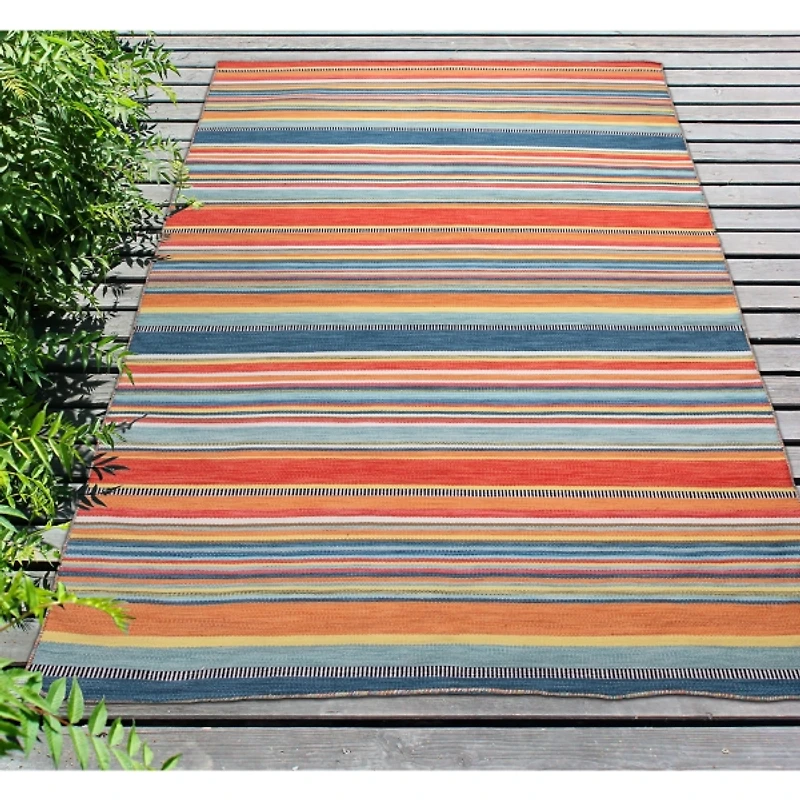 Multi Dhurri Stripe Indoor/Outdoor Area Rug, 5x7