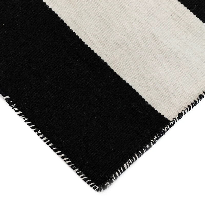 Black Cabana Stripe Indoor/Outdoor Runner, 2x8