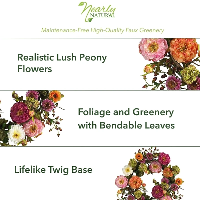 Pretty Peony Garden Mix Wreath