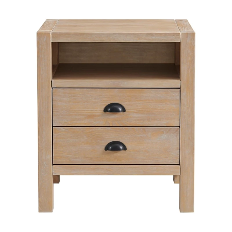 Natural Wood Grain Open Storage Nightstand