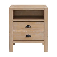 Natural Wood Grain Open Storage Nightstand