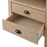 Natural Wood Grain Open Storage Nightstand