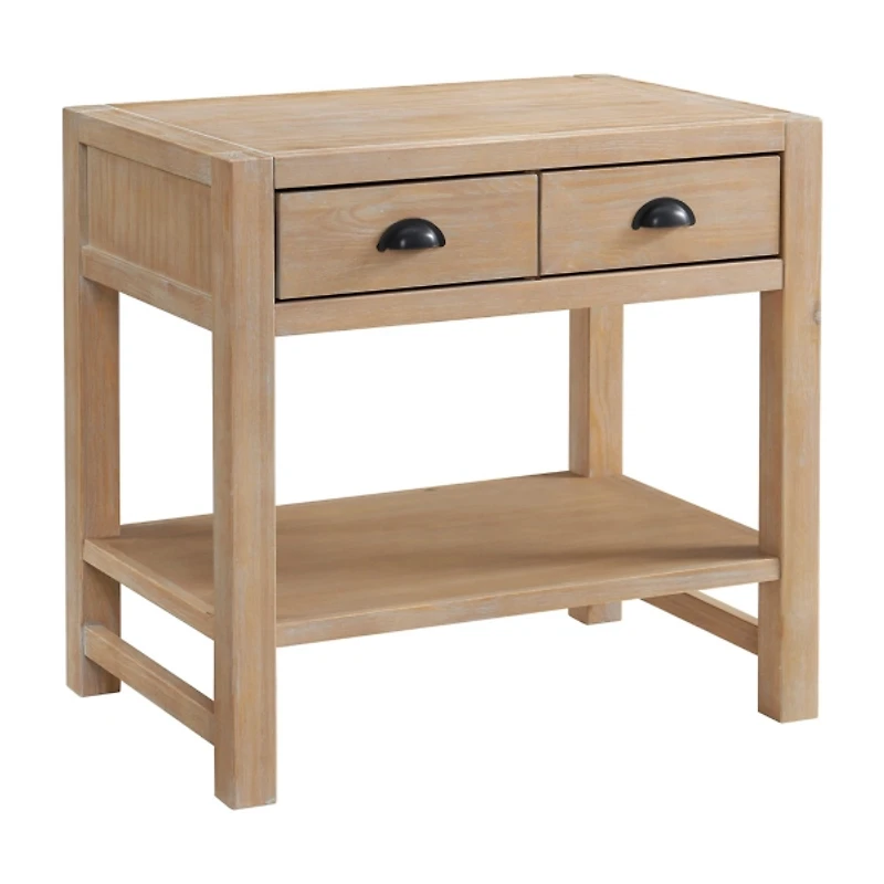 Natural Wood Grain Open Shelf Nightstand