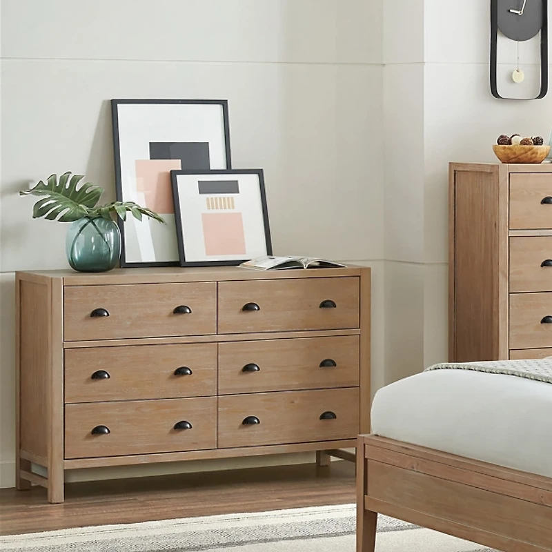 Natural Wood Grain 6-Drawer Dresser