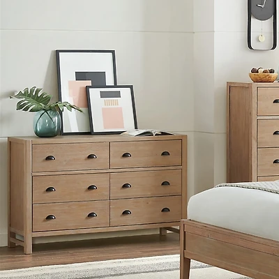 Natural Wood Grain 6-Drawer Dresser