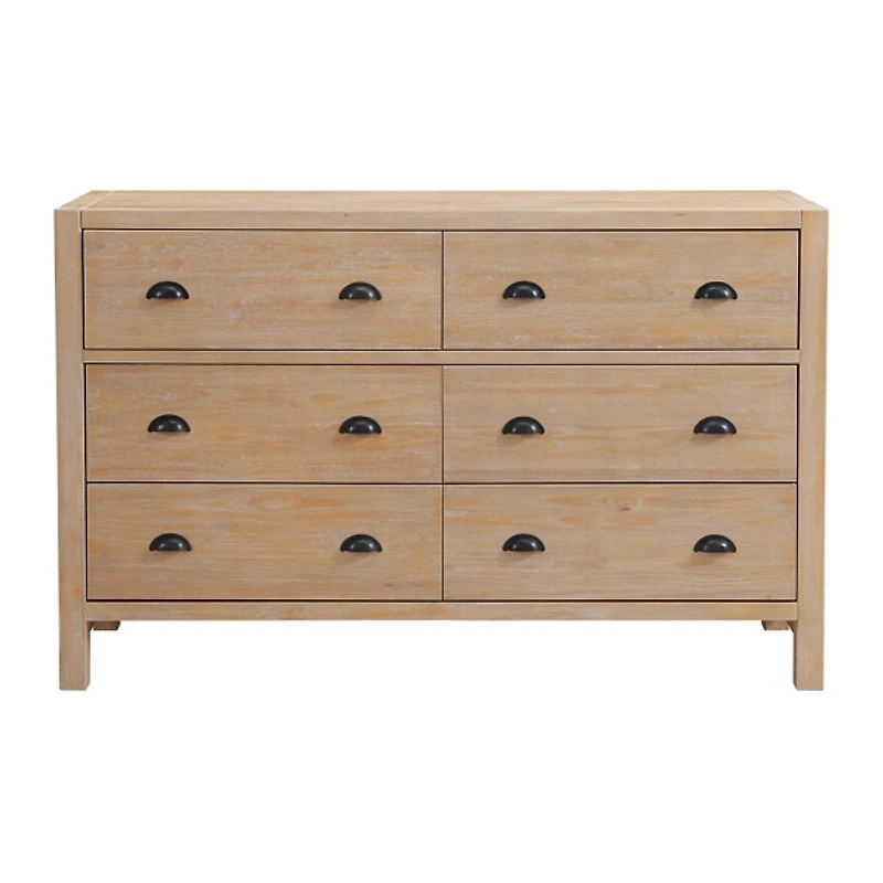Natural Wood Grain 6-Drawer Dresser